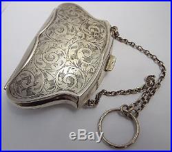 LOVELY ENGLISH ANTIQUE 1918 SOLID STERLING SILVER LADIES HANDBAG PURSE