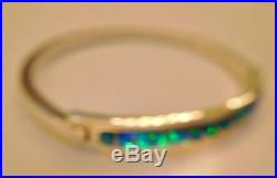 Ladies Black Blue Green fire OPAL Cuff Bracelet $445.00 Solid silver 925 Click