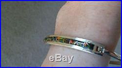 Ladies Black Red Golden fire OPAL Cuff Bracelet $445.00 Solid silver 925 Click
