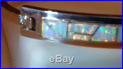 Ladies White Sunset Glow fire OPAL Cuff Bracelet $445.00 Solid silver 925 Click
