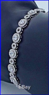 Ladies Women's Real Solid 925 Sterling Silver CZ Tennis Bracelet 5MM Thick 8 Ct