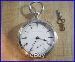 Large 1869 18s Waltham PS Bartlett Solid Silver Keywind Pocket Watch Runs Gd