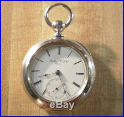 Large 1876 18s Rockford Solid Silver Keywind Pocket Watch Runs Good! 4oz case