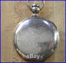 Large 1881 Rockford Solid Silver Hunting Keywind Pocket Watch Runs Good! 11j