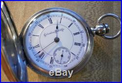 Large 1888 Columbus Watch Co. Solid Silver Keywind Hunting Pocket Watch Runs