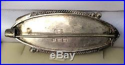 Large Antique Victorian 1885 Full Hallmarked Solid Silver & Enamel Baby Brooch
