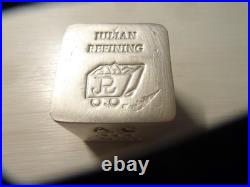 Large Hand Poured Cube silver bar 19.55 Troy Oz, Rare Brand Super Nice