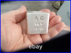 Large Hand Poured Cube silver bar 19.55 Troy Oz, Rare Brand Super Nice