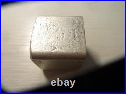 Large Hand Poured Cube silver bar 19.55 Troy Oz, Rare Brand Super Nice