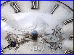 Large slim British navy pocket watch 18k solid gold with silver dial by 1800