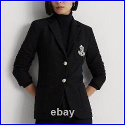 Lauren Ralph Lauren Bullion Jacquard Blazer Black Silver Logo Academia Office