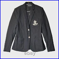 Lauren Ralph Lauren Bullion Jacquard Blazer Black Silver Logo Academia Office
