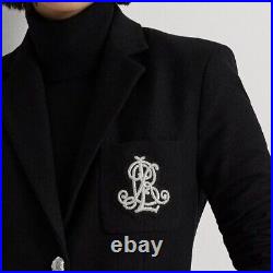 Lauren Ralph Lauren Bullion Jacquard Blazer Black Silver Logo Academia Office