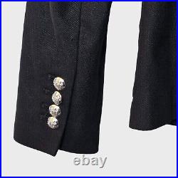 Lauren Ralph Lauren Bullion Jacquard Blazer Black Silver Logo Academia Office