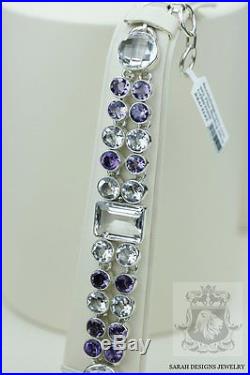 Lavender Japanese Deep Purple Amethyst 925 Solid Silver Bracelet