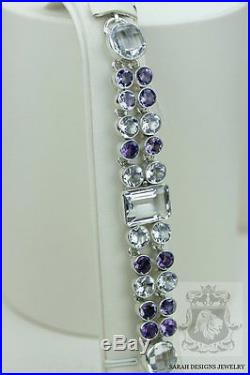 Lavender Japanese Deep Purple Amethyst 925 Solid Silver Bracelet