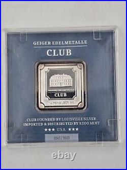 Limited Geiger Edelmetalle Club 1oz. 999 Silver Square Bar Sealed