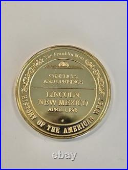 Lincoln County War New Mexico 24K Gold On Solid Sterling 1977 Medal