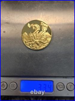 Lincoln County War New Mexico 24K Gold On Solid Sterling 1977 Medal