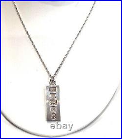 Look Solid Sterling Silver Bar Pendant And Chain L & N
