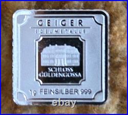 Lot Of 10 Geiger Edelmetalle Silver Bars Original 1 gram. 999 Plastic Flips