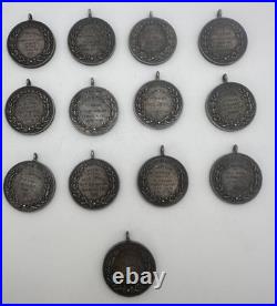 Lot Of 13 Antique 1890s Solid Silver Sports Metals 7.7 Oz Marks Athletic Assn