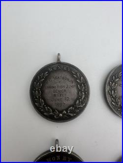 Lot Of 13 Antique 1890s Solid Silver Sports Metals 7.7 Oz Marks Athletic Assn