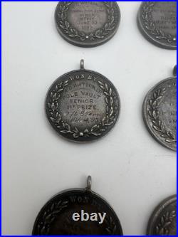 Lot Of 13 Antique 1890s Solid Silver Sports Metals 7.7 Oz Marks Athletic Assn