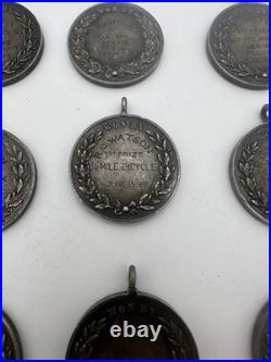 Lot Of 13 Antique 1890s Solid Silver Sports Metals 7.7 Oz Marks Athletic Assn Lot Of 13 Antique 1890s Solid Silver Sports Metals 7.7 Oz Marks Athletic Assn
