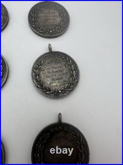 Lot Of 13 Antique 1890s Solid Silver Sports Metals 7.7 Oz Marks Athletic Assn