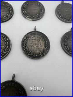 Lot Of 13 Antique 1890s Solid Silver Sports Metals 7.7 Oz Marks Athletic Assn