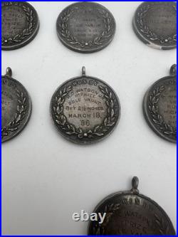 Lot Of 13 Antique 1890s Solid Silver Sports Metals 7.7 Oz Marks Athletic Assn