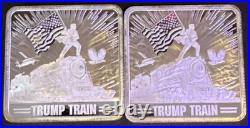 Lot Of 2- 1oz Trump. 999 Fine Silver Square 2024 Trump Train Silver Bar MAGA 47