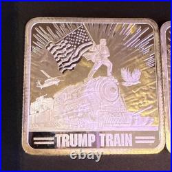 Lot Of 2- 1oz Trump. 999 Fine Silver Square 2024 Trump Train Silver Bar MAGA 47