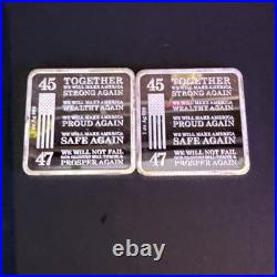 Lot Of 2- 1oz Trump. 999 Fine Silver Square 2024 Trump Train Silver Bar MAGA 47