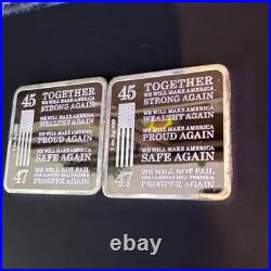 Lot Of 2- 1oz Trump. 999 Fine Silver Square 2024 Trump Train Silver Bar MAGA 47
