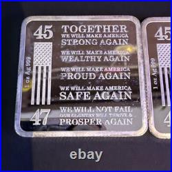 Lot Of 2- 1oz Trump. 999 Fine Silver Square 2024 Trump Train Silver Bar MAGA 47