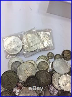 Lot of 106 Troy Oz of Solid Silver Mostly Foreign Silver Coins