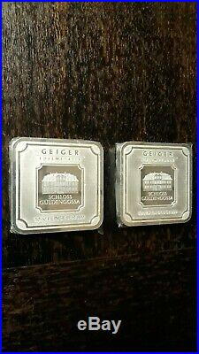 Lot of 2 10 oz silver bar Geiger Edelmetalle (Original square series)