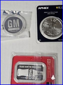 Lot of 3 1 Troy oz. 999 Fine Silver Rounds 1. Star Privy Eagle, GM, COCA-COLA