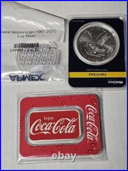 Lot of 3 1 Troy oz. 999 Fine Silver Rounds 1. Star Privy Eagle, GM, COCA-COLA Lot of 3 1 Troy oz. 999 Fine Silver Rounds 1. Star Privy Eagle, GM, COCA-COLA