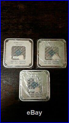 Lot of 3 250 gram silver bar Geiger Edelmetalle (Original square series)