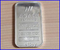 Lot of 8 Asahi high purity 999 finesse solid silver bar 1oz Troy each 31.1gms