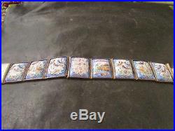 Lovely Antique Rare persian Solid Silver Hand Painted Miniature Panel Bracelet