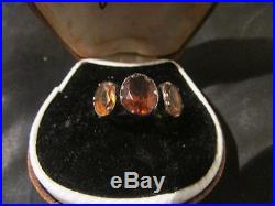 Lovely Georgian Rare Quality Solid Silver & Citrine Trilogy Ring