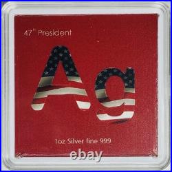 MAGA Trump / Elon 47th Colorized 1 oz. 999 Silver Art Square Bar in Capsule