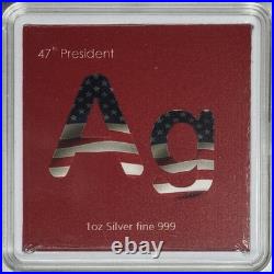 MAGA Trump / Elon 47th Colorized 1 oz. 999 Silver Art Square Bar in Capsule