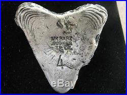 MK Barz 4 Ozt Solid Silver Old Pour Great White/Megalodon Tooth