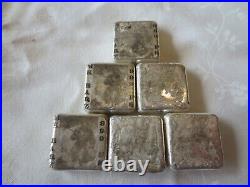 MK Barz 6 x 1 oz Silver Poured Silver Square Bars. 999 Pure Silver