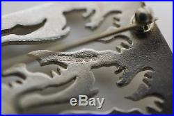 MONTY DON Vintage Jewellery Solid Sterling Silver 925 Three Lions England Brooch